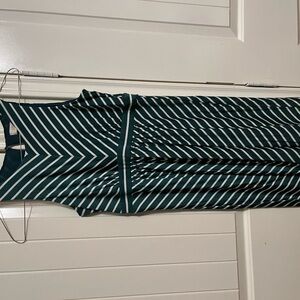 Green striped casual dress